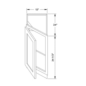 12”W Base Left Angle Cabinet - Gray Shaker - Craft Cabinetry Image Specifications