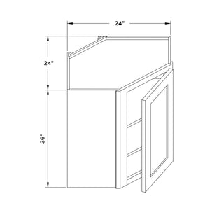 24”W x 36”H Wall Diagonal Corner Assembled Cabinet with Glass Door in White Shaker by Craft Cabinetry