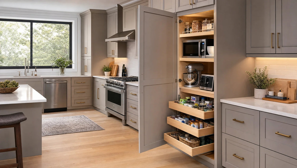 Tall kitchen pantry cabinets: Sizes, layouts, and buying choices