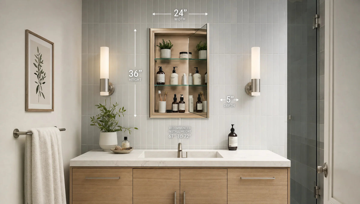 Bathroom medicine cabinet dimensions for a balanced, functional layout