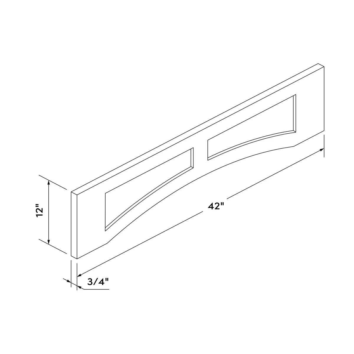 42" Arched Valance - Black Shaker - Craft Cabinetry Image Specifications