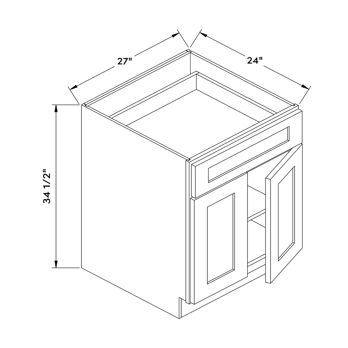 27”W Base Cabinet - Black Shaker - Craft Cabinetry Image Specifications