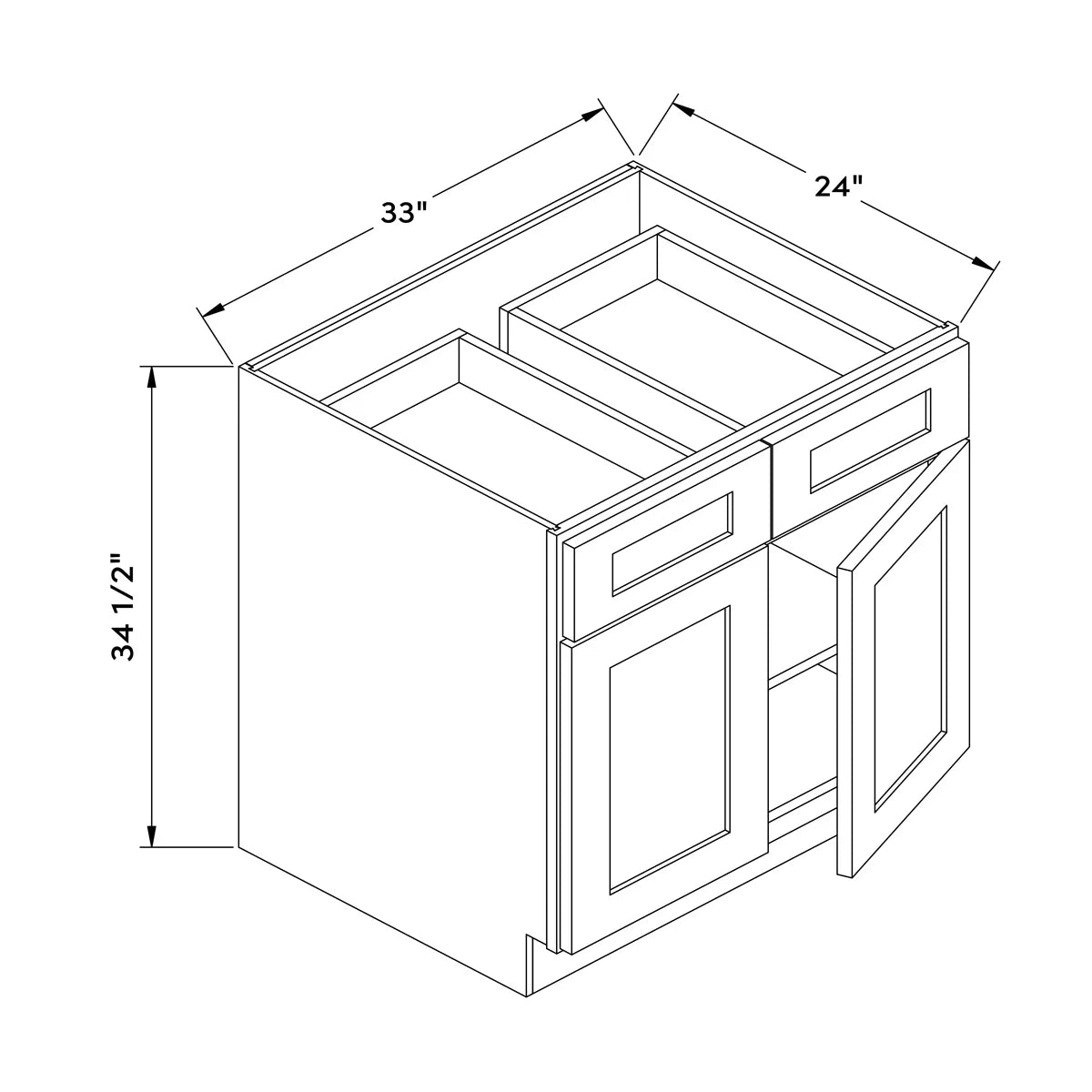 33”W Base Cabinet - White Shaker - Craft Cabinetry Image Specifications