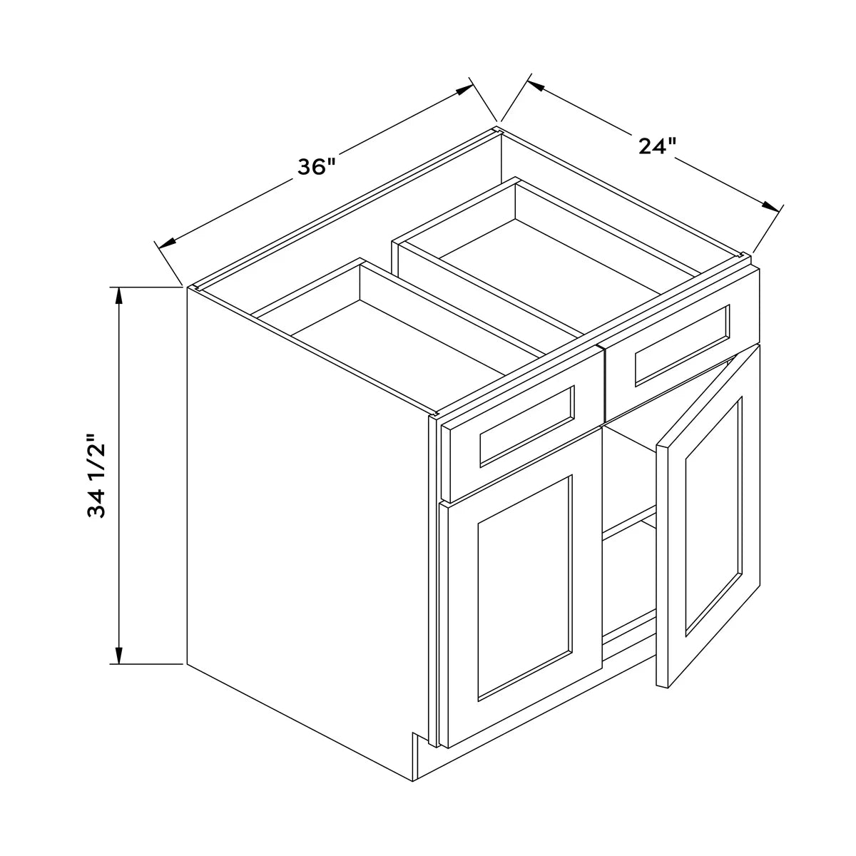 36”W Base Cabinet - Navy Shaker - Craft Cabinetry Image Specifications