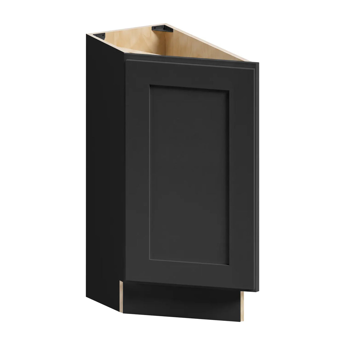 12”W Base Left Angle Assembled Cabinet - Black Shaker - Craft Cabinetry