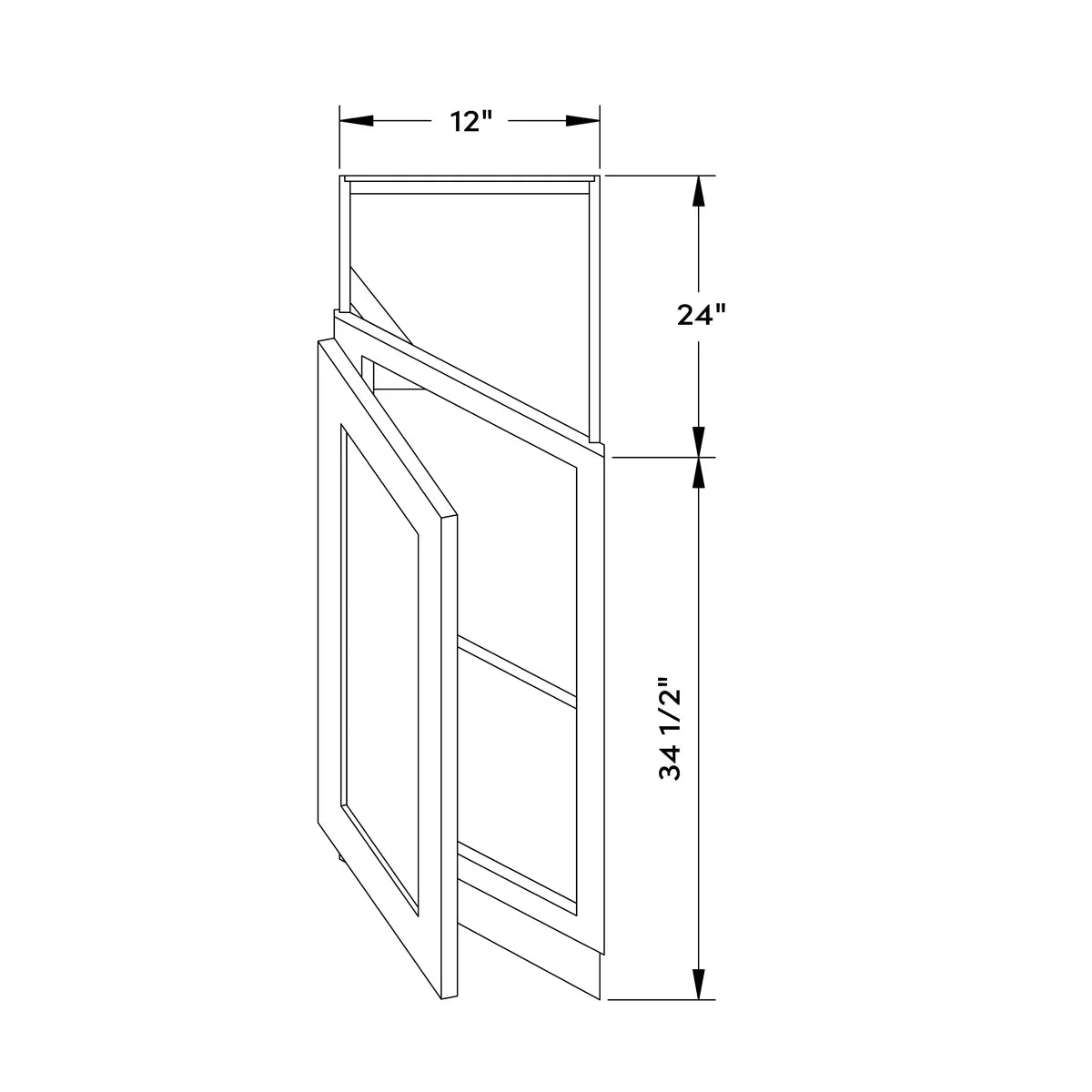 12”W Base Left Angle Cabinet - White Shaker - Craft Cabinetry Image Specifications