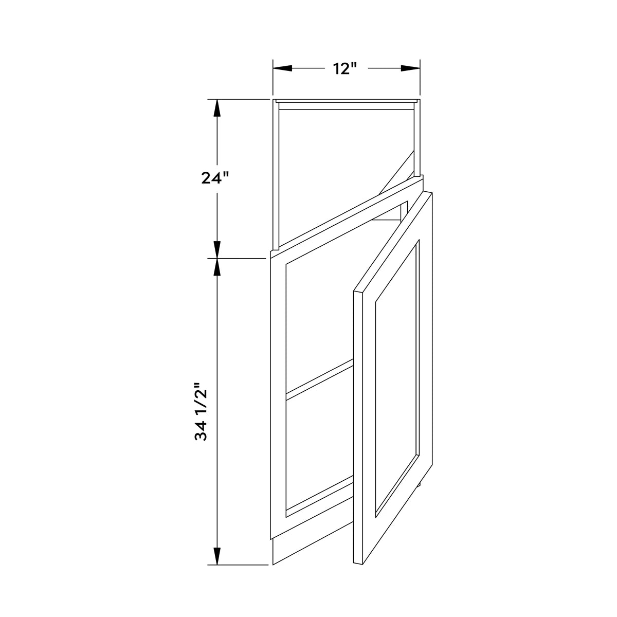 12”W Base Right Angle Cabinet - Gray Shaker - Craft Cabinetry Image Specifications