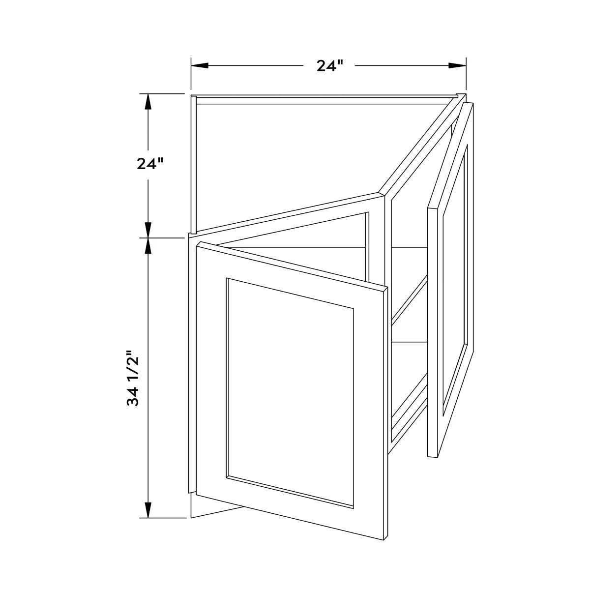24”W Base End Cabinet - Gray Shaker - Craft Cabinetry Image Specifications