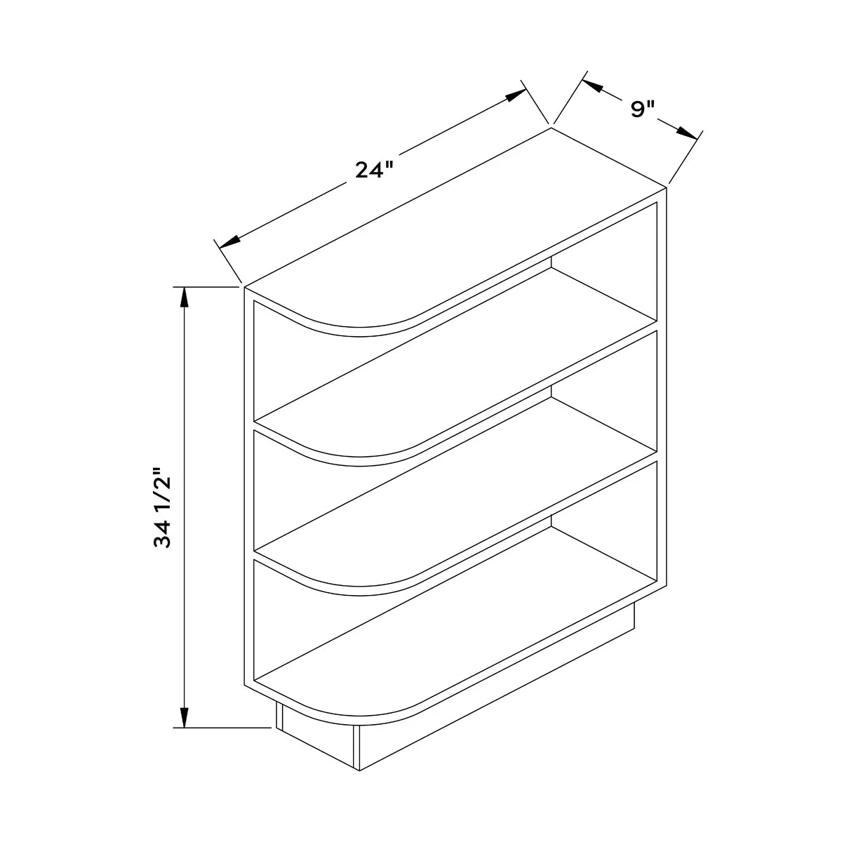 9”W Base End Shelf Cabinet - Navy Shaker - Craft Cabinetry Image Specifications