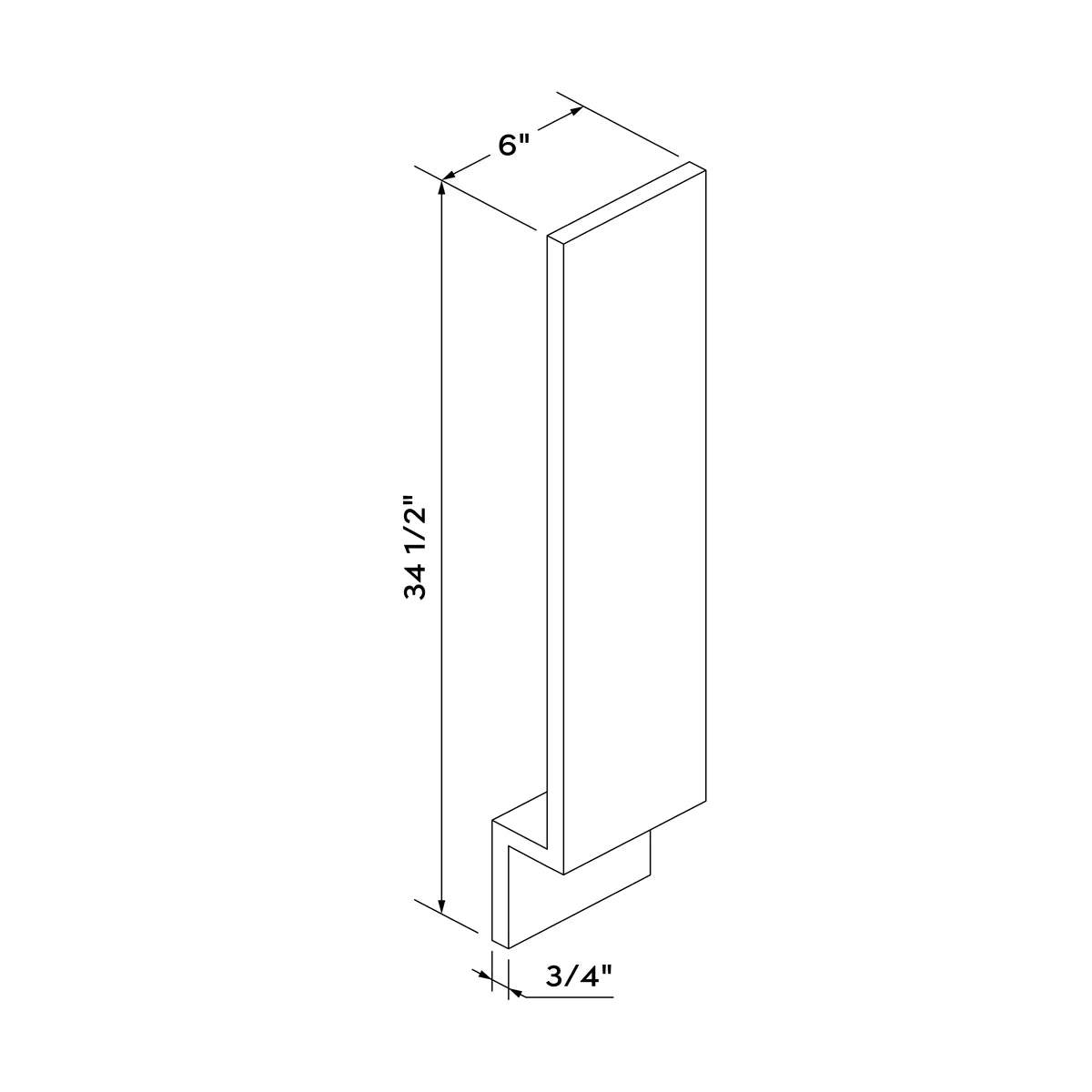 6"W Base Filler - Gray Shaker - Craft Cabinetry Image Specifications