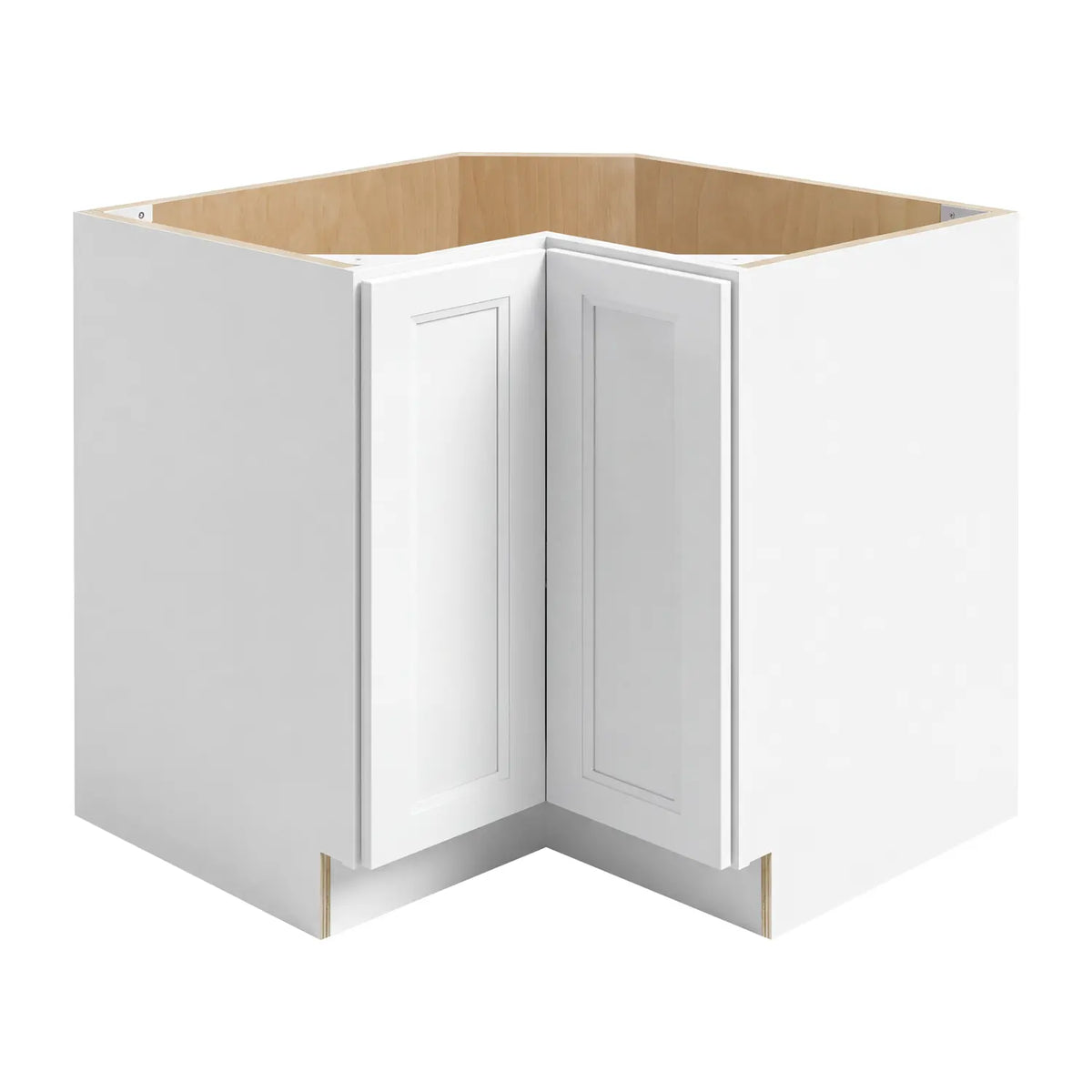 36”W Lazy Susan Corner Base Assembled Cabinet - White Recessed - Craft Cabinetry