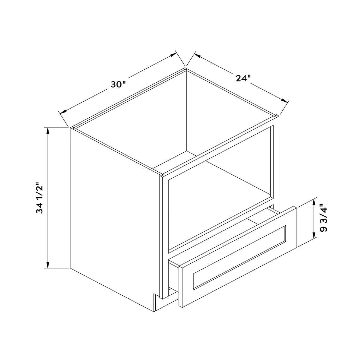30”W Microwave Base Cabinet - Gray Shaker - Craft Cabinetry Image Specifications