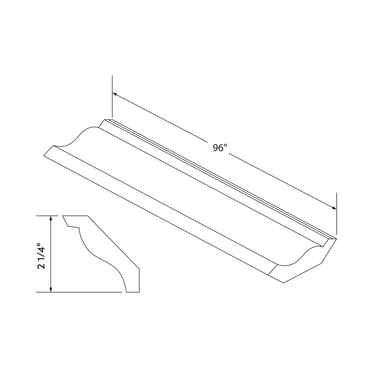 Small Crown Molding - Black Shaker - Craft Cabinetry Image Specifications