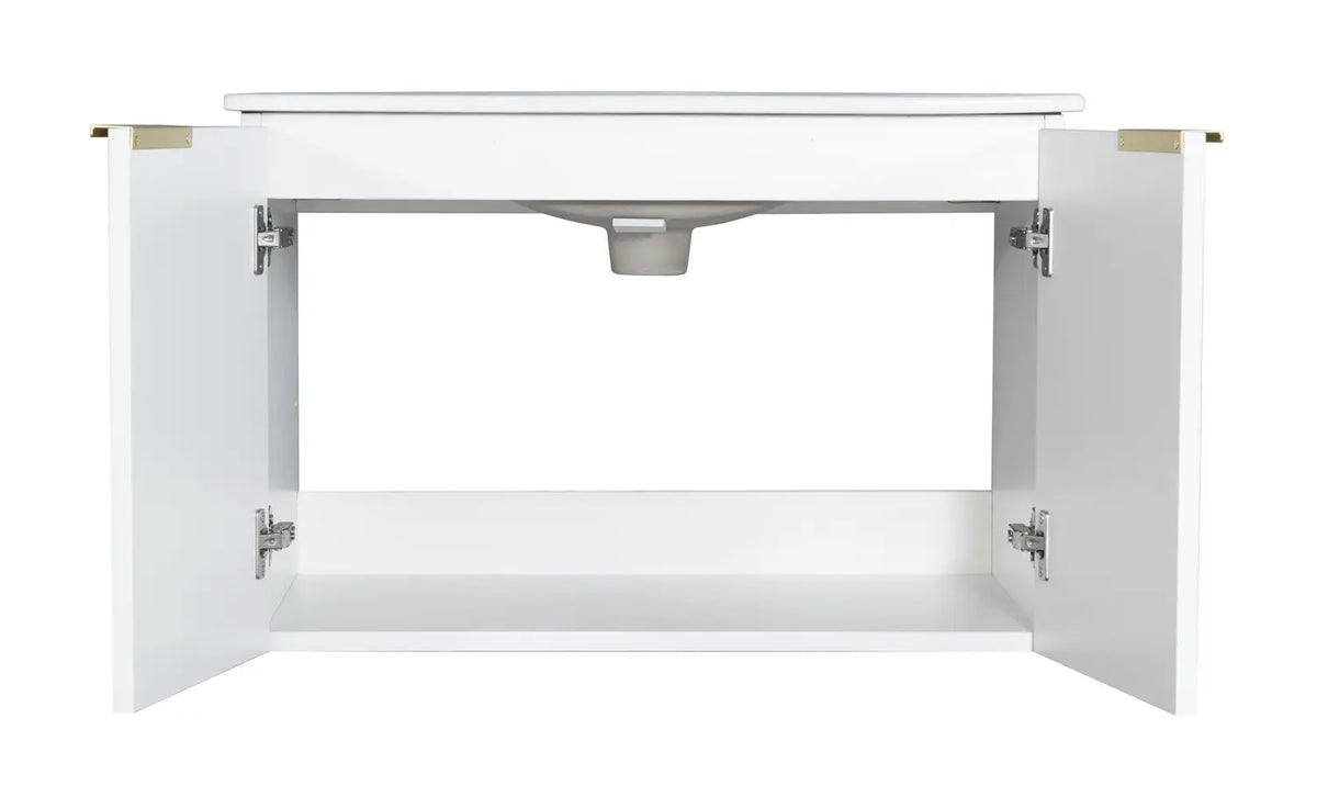 24" White Single Floating Wall Mount Vanity With Vanity Top V101024MT - Craft Cabinetry
