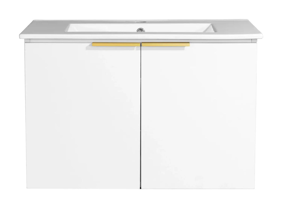 30" White Single Floating Wall Mount Vanity With Vanity Top V101030MT - Craft Cabinetry