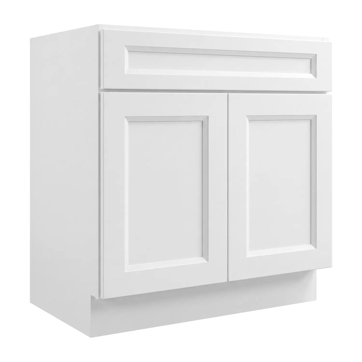 30”W Vanity Base Assembled Cabinet - White Recessed - Craft Cabinetry