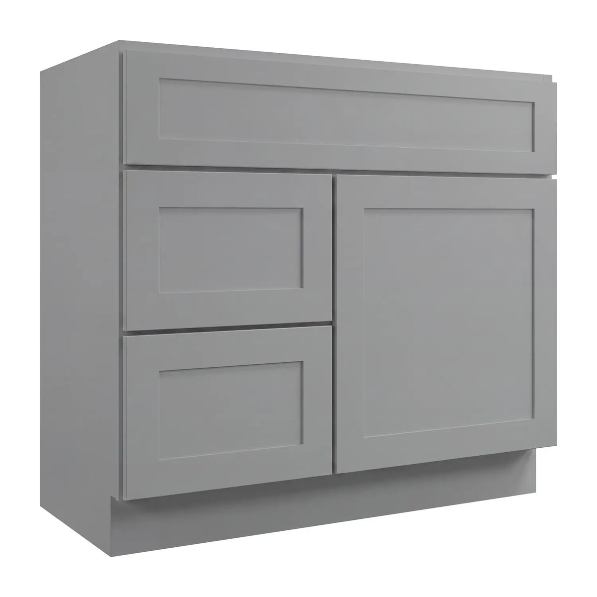 30”W Left Drawers Right Door Vanity Assembled Cabinet - Gray Shaker - Craft Cabinetry