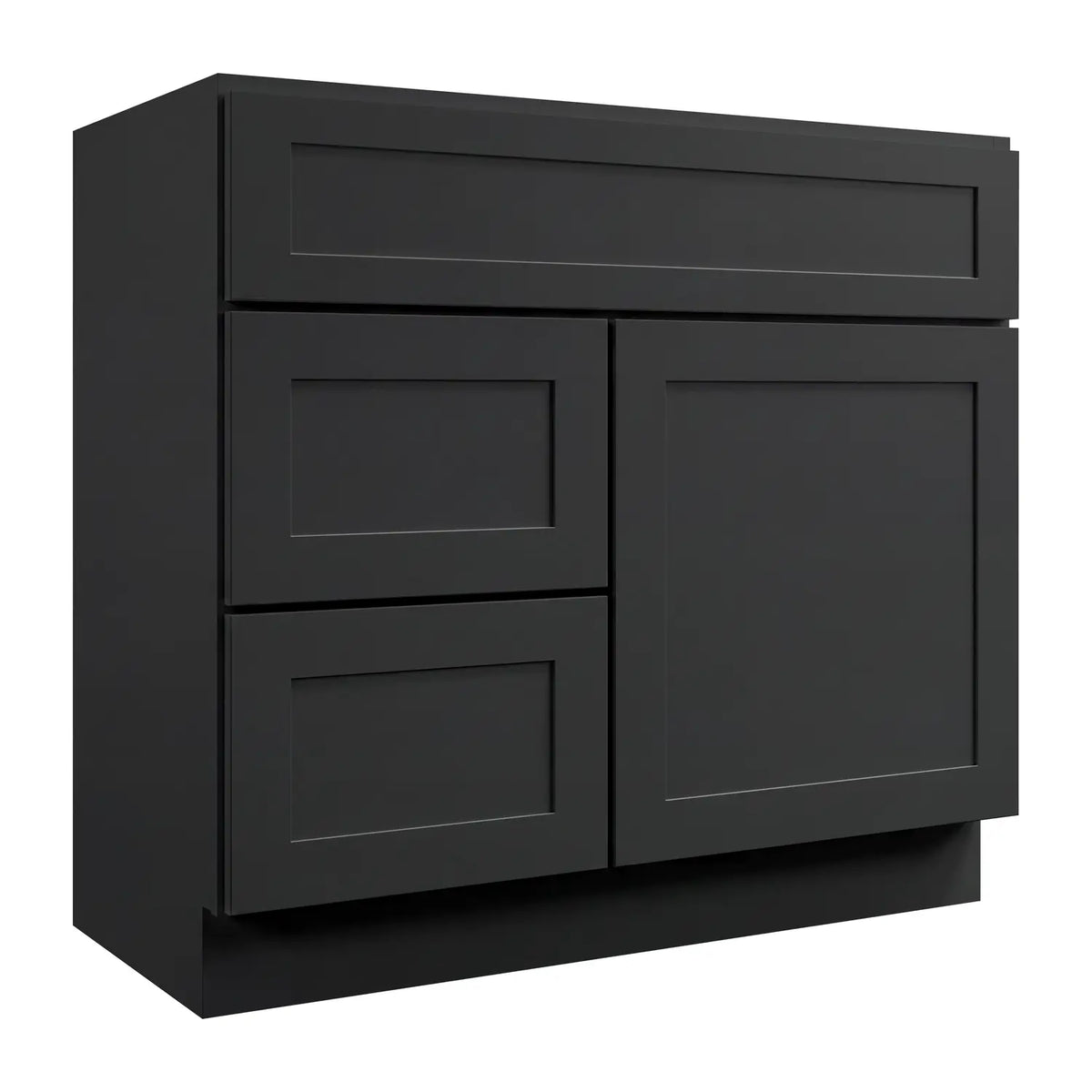 30”W Left Drawers Right Door Vanity Assembled Cabinet - Black Shaker - Craft Cabinetry