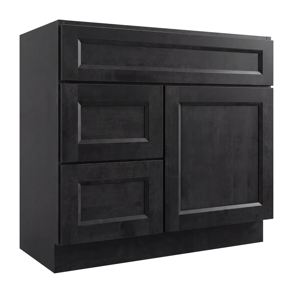 30”W Left Drawers Right Door Vanity Assembled Cabinet - Dark Gray Recessed - Craft Cabinetry