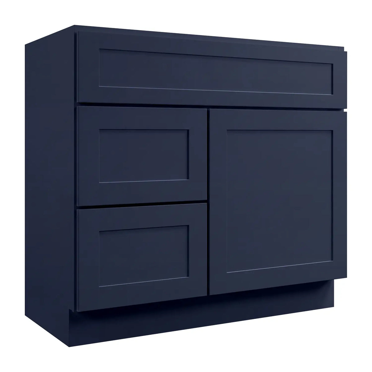 30”W Left Drawers Right Door Vanity Assembled Cabinet - Navy Shaker - Craft Cabinetry