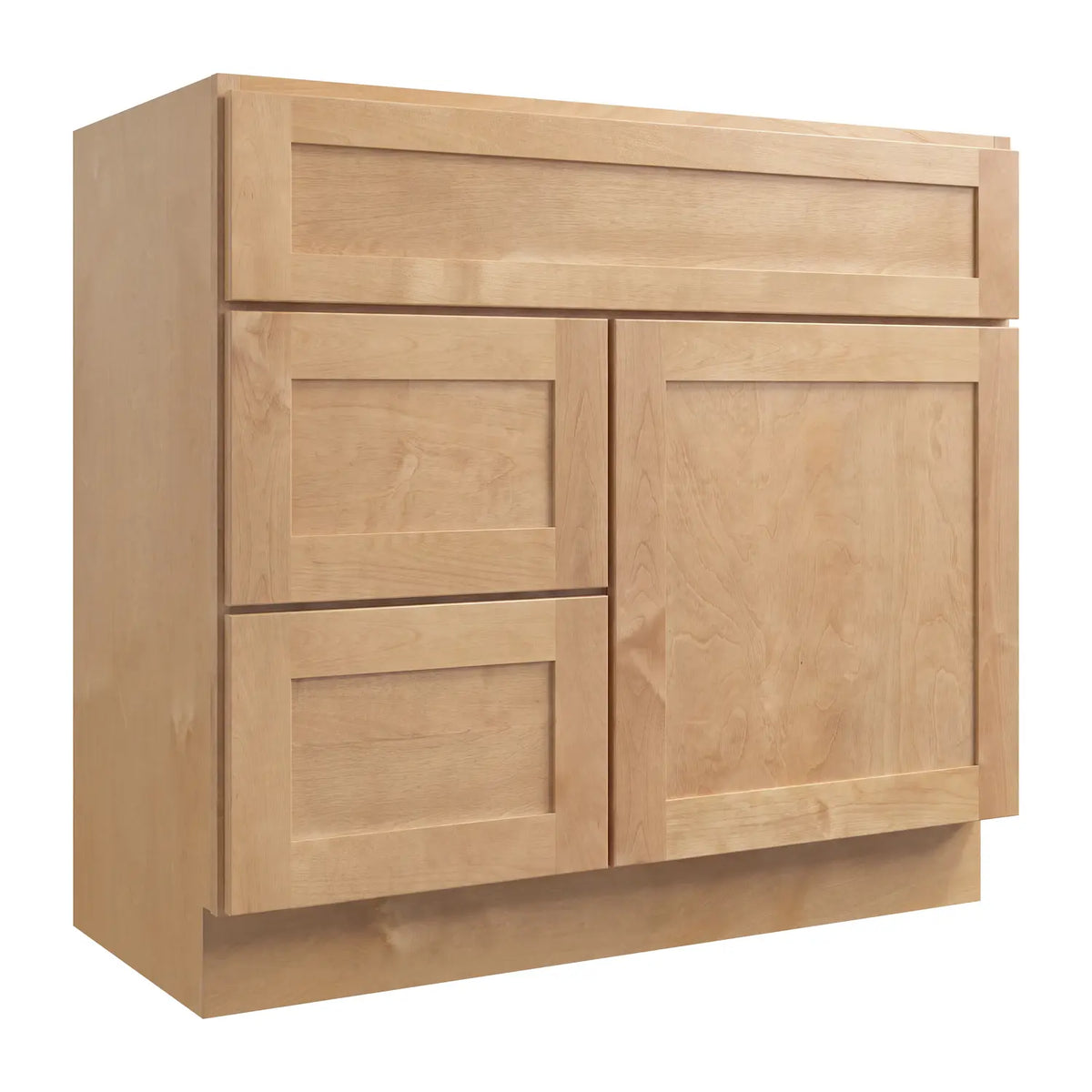 30”W Left Drawers Right Door Vanity Assembled Cabinet - Natural Shaker - Craft Cabinetry