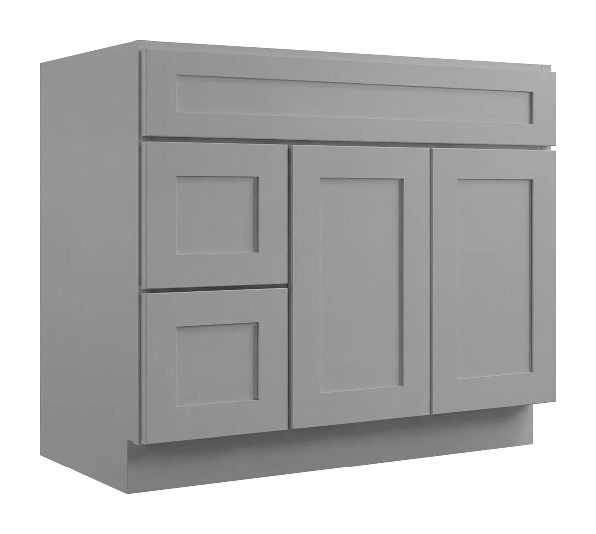 36”W Left Drawers Right Door Vanity Assembled Cabinet - Gray Shaker - Craft Cabinetry
