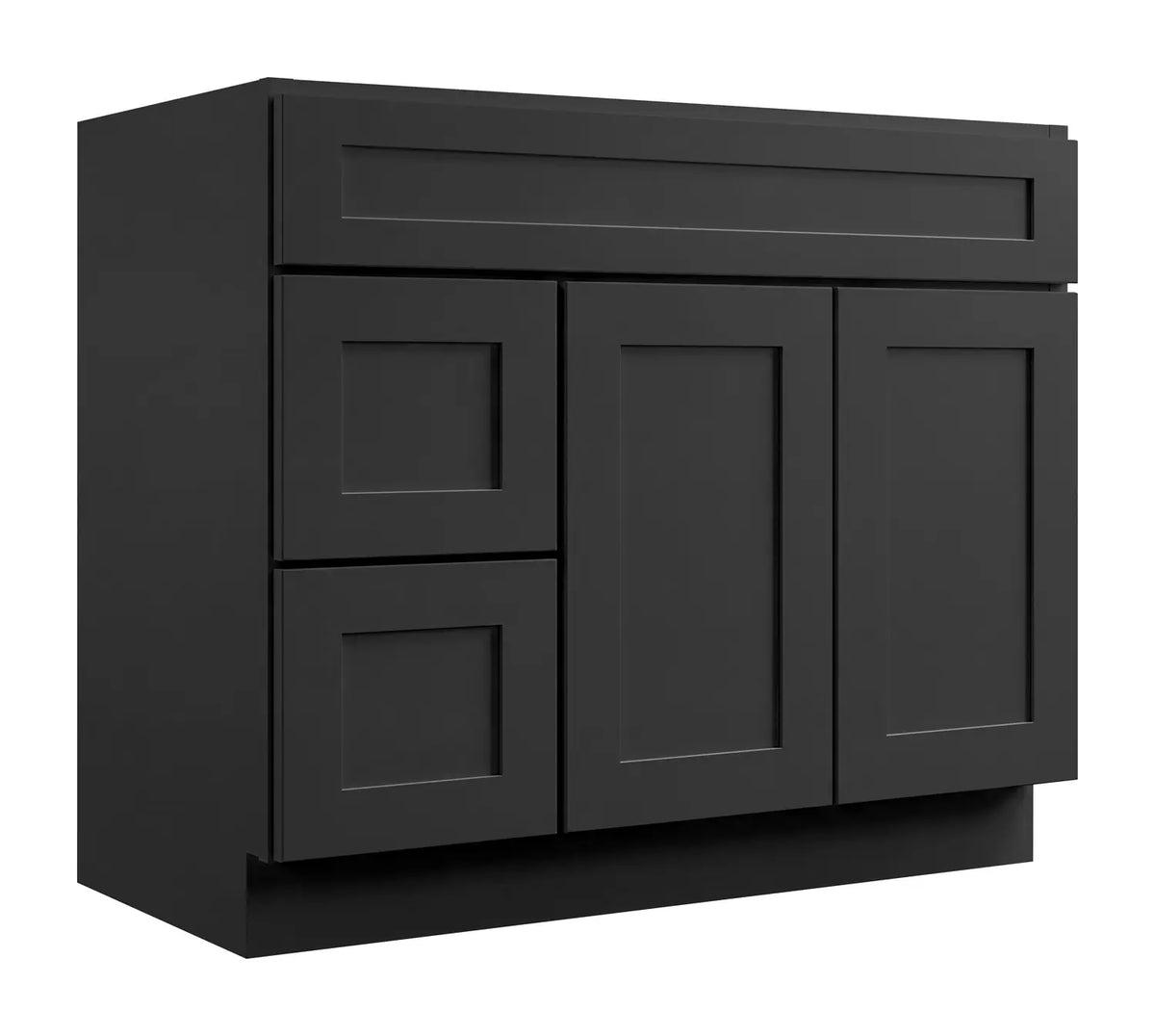 36”W Left Drawers Right Door Vanity Assembled Cabinet - Black Shaker - Craft Cabinetry
