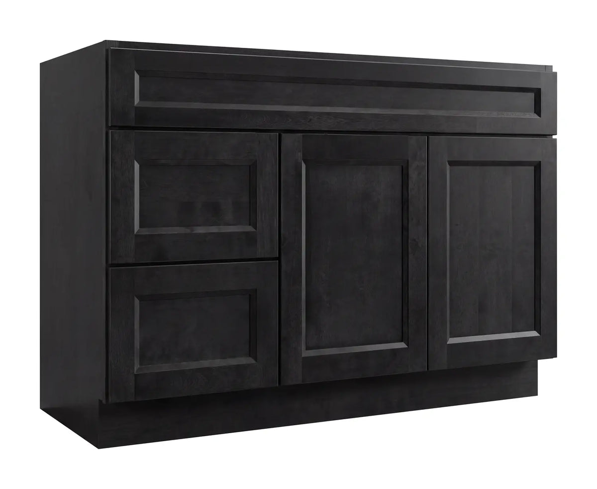 36”W Left Drawers Right Door Vanity Assembled Cabinet - Dark Gray Recessed - Craft Cabinetry