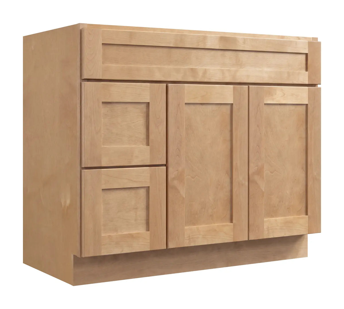 36”W Left Drawers Right Door Vanity Assembled Cabinet - Natural Shaker - Craft Cabinetry