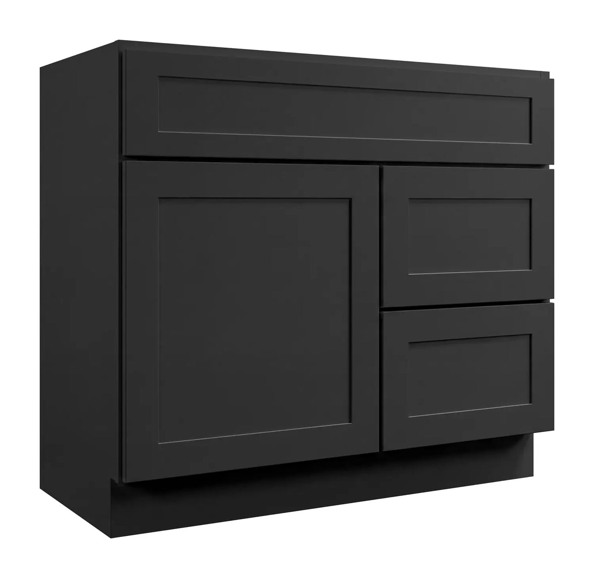 30”W Right Drawers Left Door Vanity Assembled Cabinet - Black Shaker - Craft Cabinetry