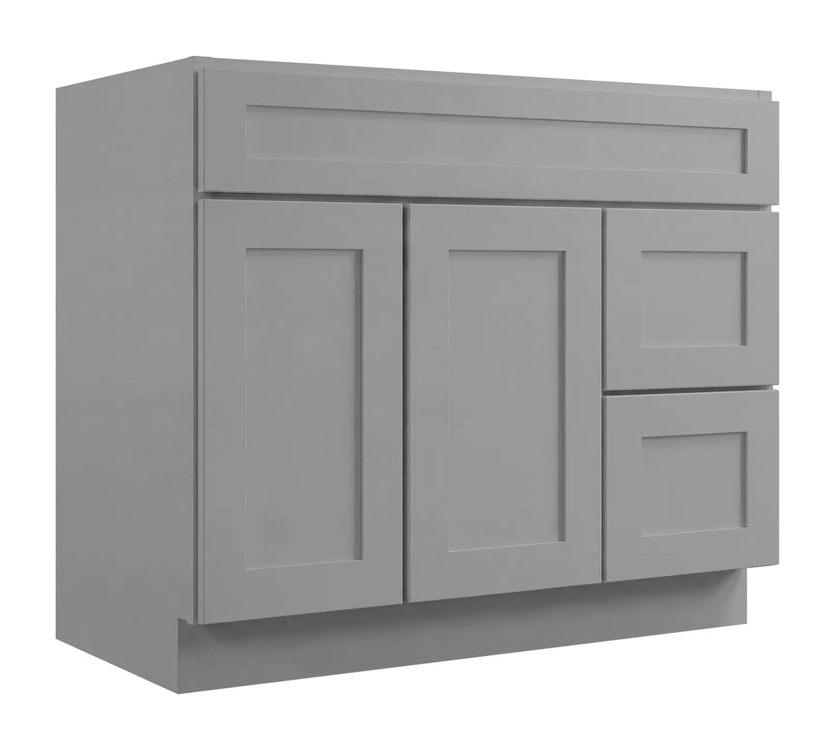 36”W Right Drawers Left Door Vanity Assembled Cabinet - Gray Shaker - Craft Cabinetry
