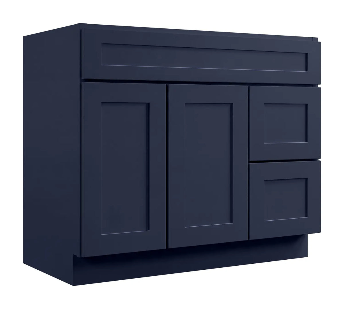 36”W Right Drawers Left Door Vanity Assembled Cabinet - Navy Shaker - Craft Cabinetry