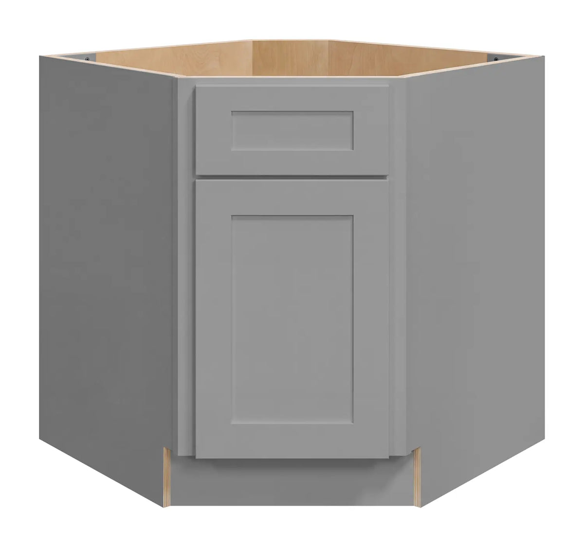 36”W Diagonal Corner Sink Cabinet - Gray Shaker - Craft Cabinetry