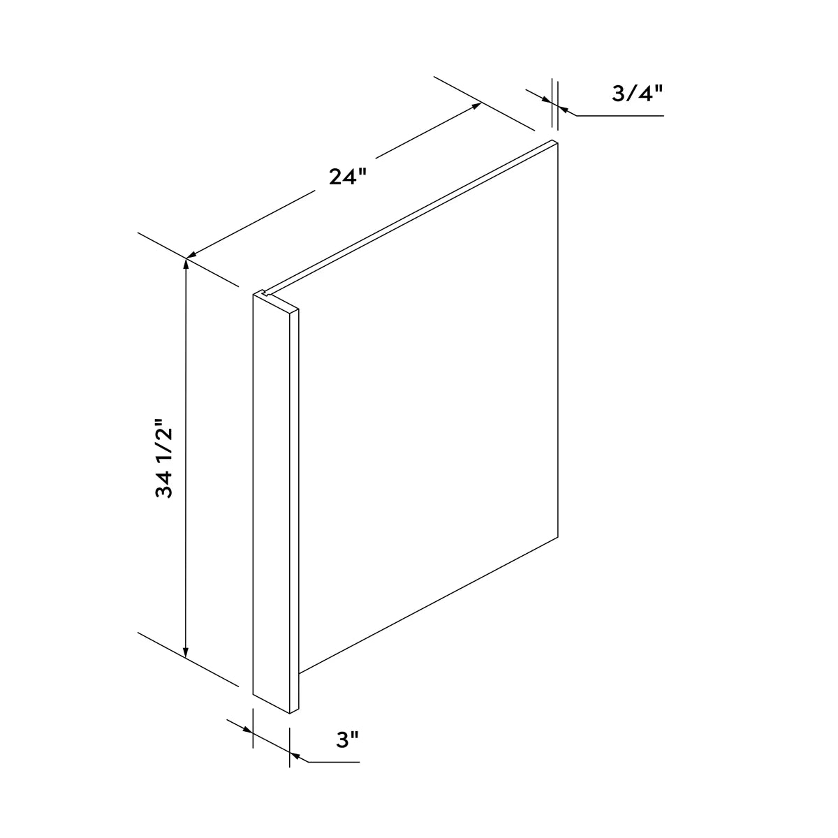 Dishwasher End Panel with 3" Filler - Black Shaker - Craft Cabinetry Image Specifications