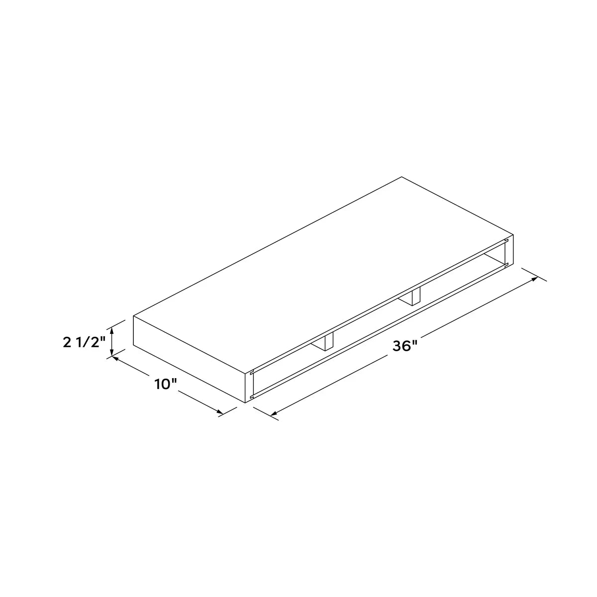 36" Floating Shelf - White Recessed - Craft Cabinetry Image Specifications
