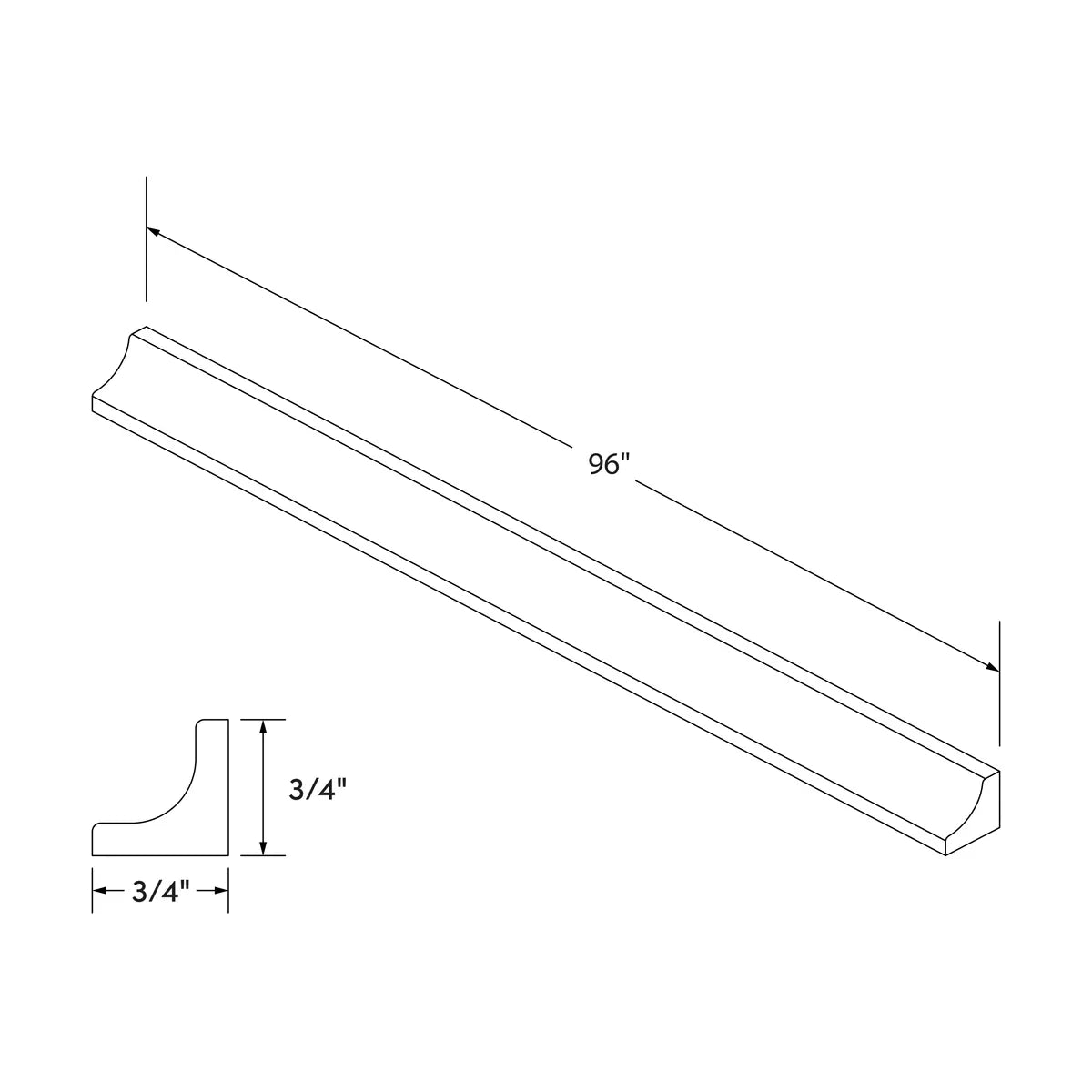 Inside Corner Molding - Gray Shaker - Craft Cabinetry Image Specifications
