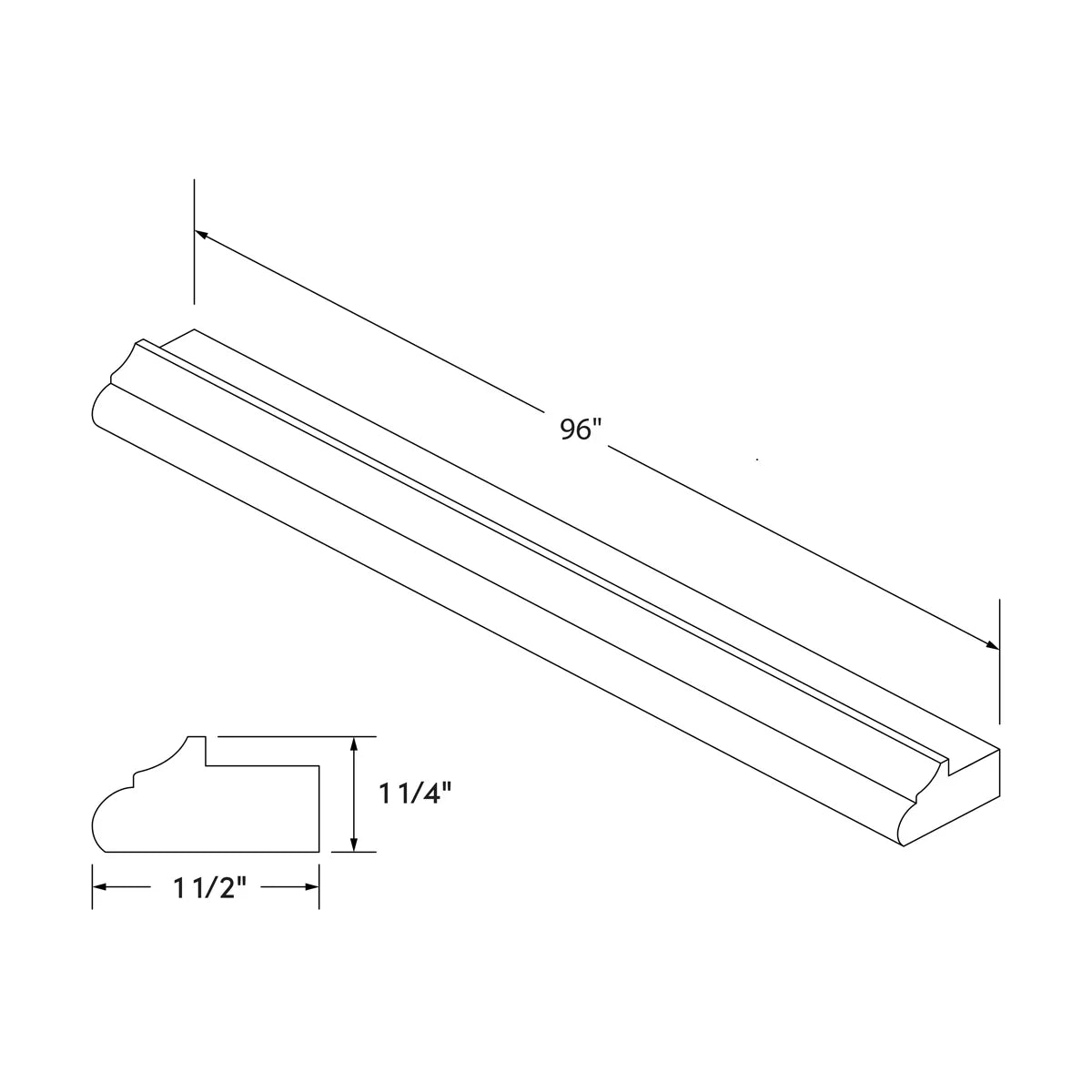 Light Rail Rounded Molding - Dark Gray Recessed - Craft Cabinetry Image Specifications