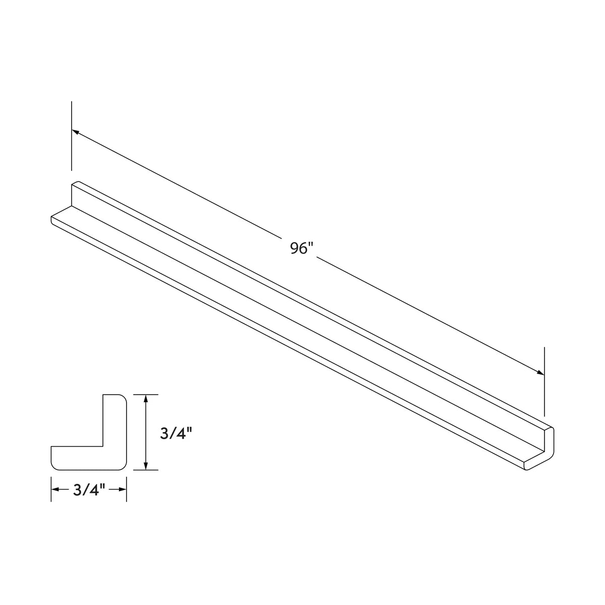 Outside Corner Molding - White Shaker - Craft Cabinetry Image Specifications