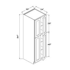 30"W x 84”H Pantry Cabinet - Black Shaker - Craft Cabinetry Image Specifications
