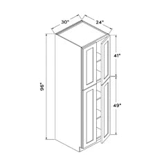 30”W x 96”H Pantry Cabinet - Navy Shaker - Craft Cabinetry Image Specifications