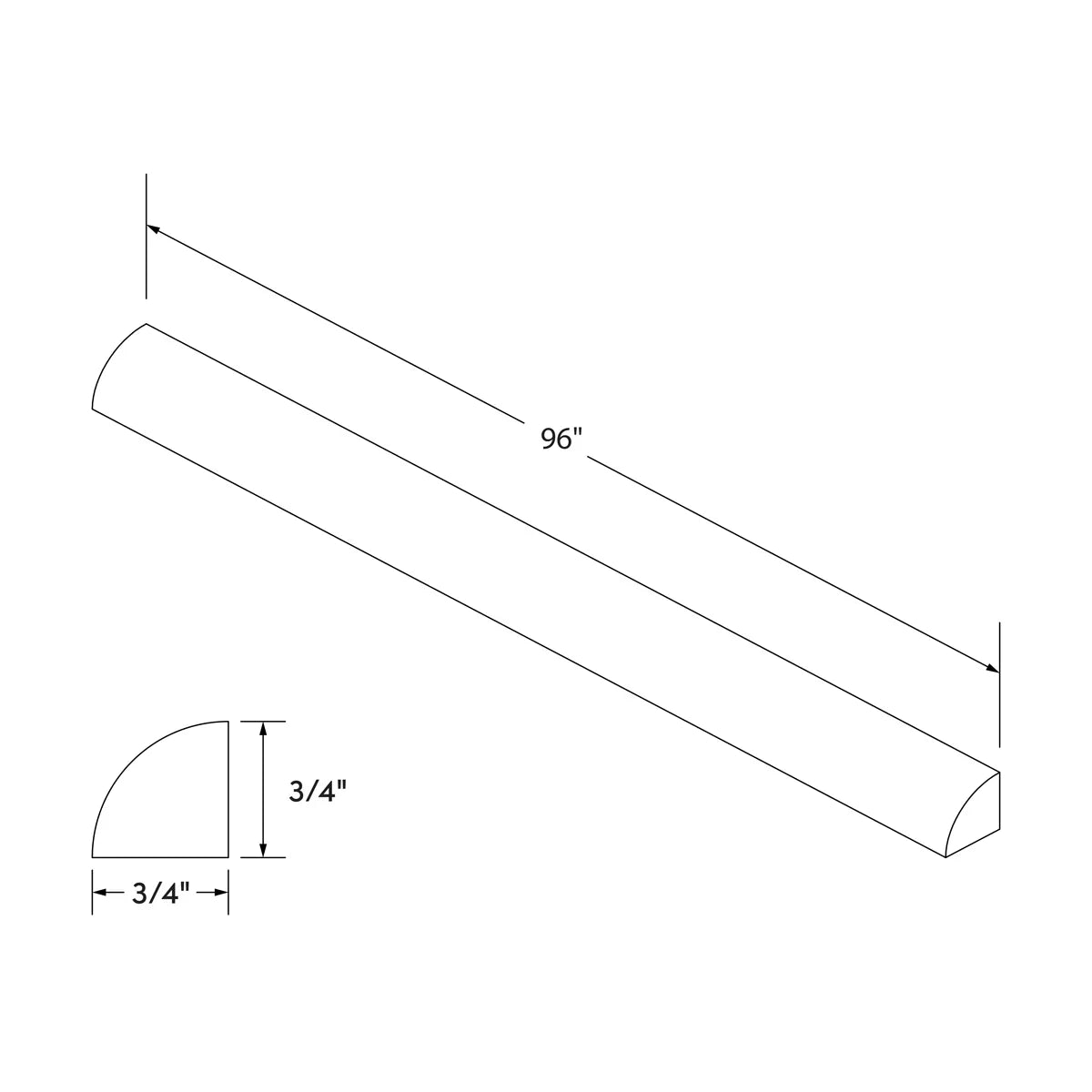 Quarter Round - White Shaker - Craft Cabinetry Image Specifications