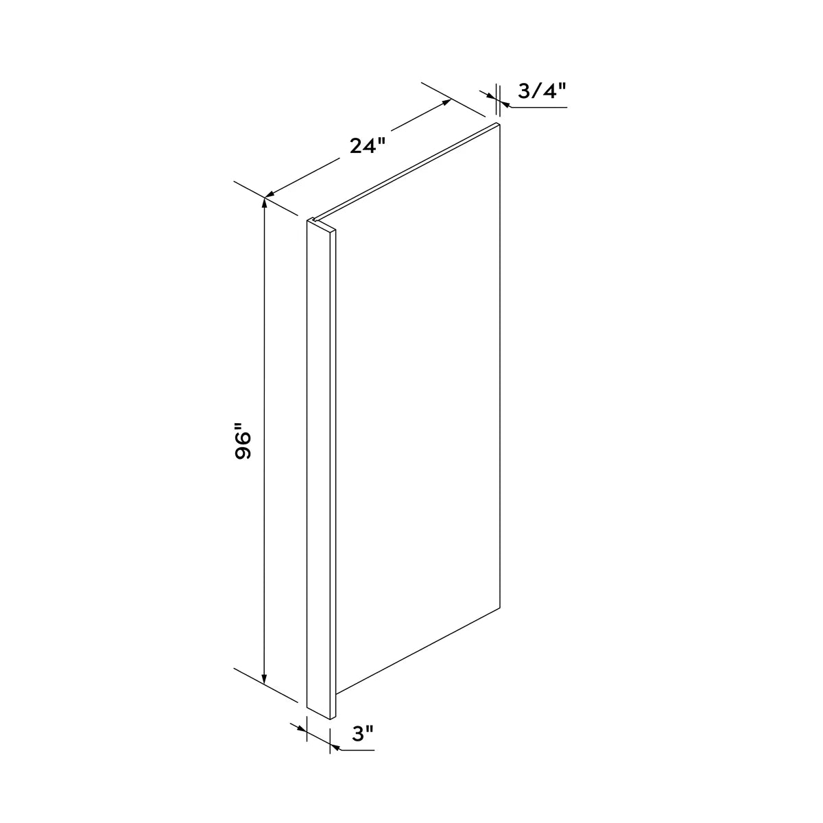 24" Refrigerator End Panel with 3" Filler - Black Shaker - Craft Cabinetry Image Specifications