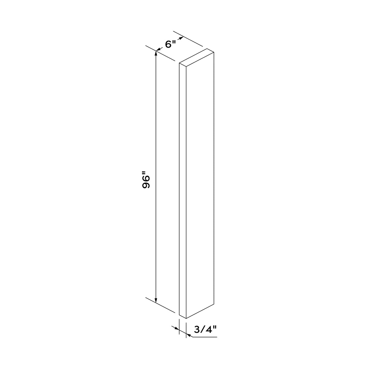 6"W Tall Filler - White Shaker - Craft Cabinetry Image Specifications