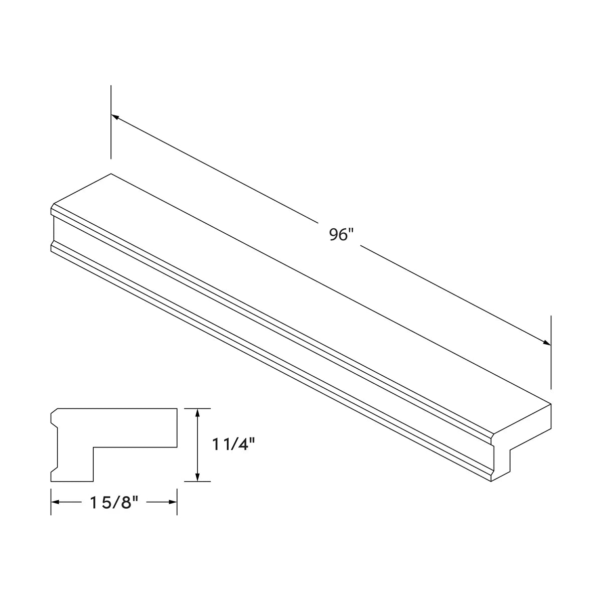Light Rail Straight Molding - Navy Shaker - Craft Cabinetry Image Specifications