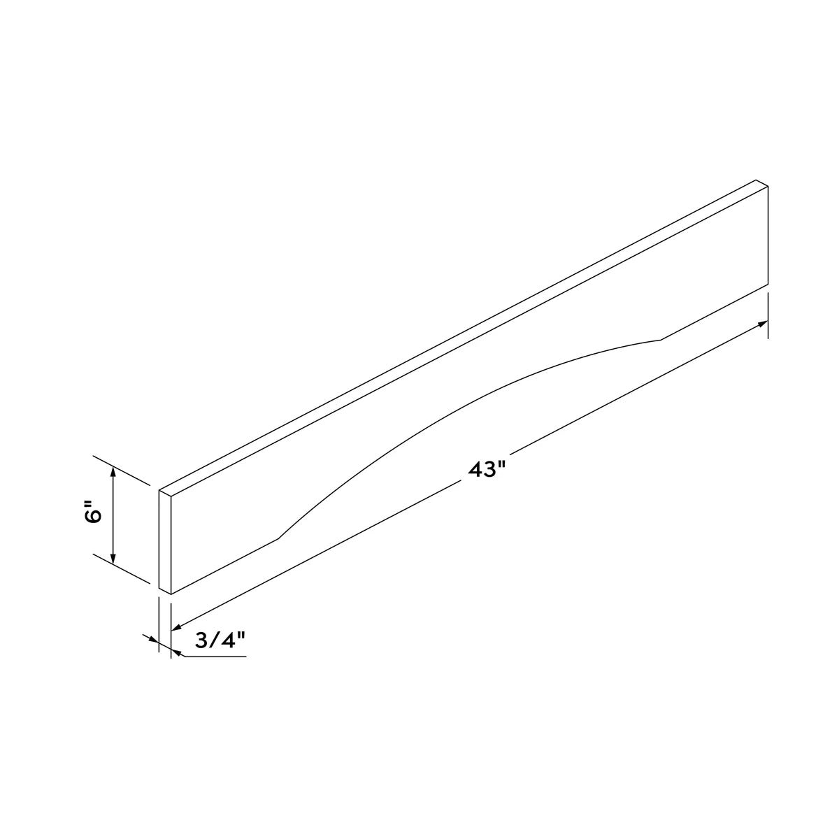 43" Valance - White Recessed - Craft Cabinetry Image Specifications