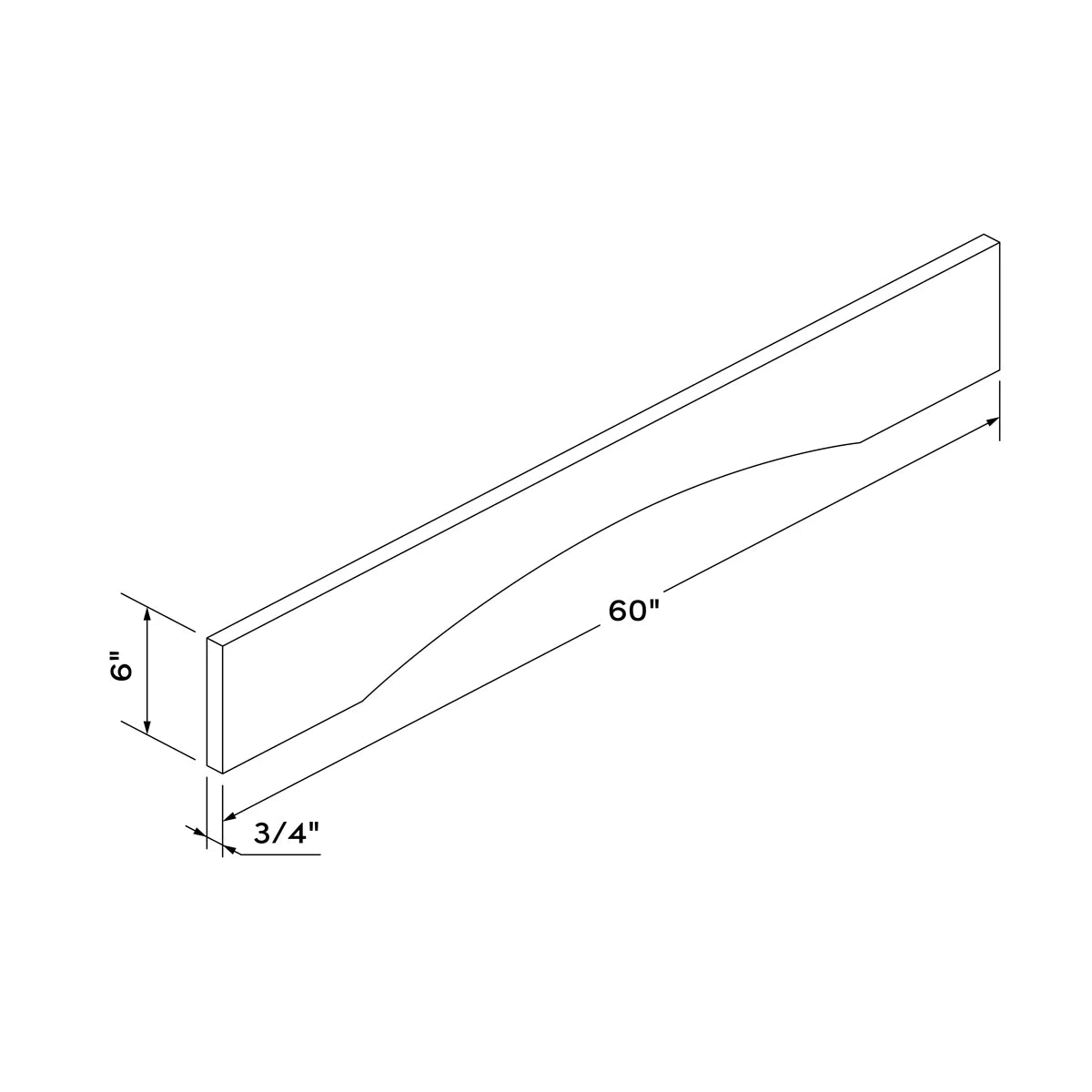 60" Valance - Black Shaker - Craft Cabinetry Image Specifications