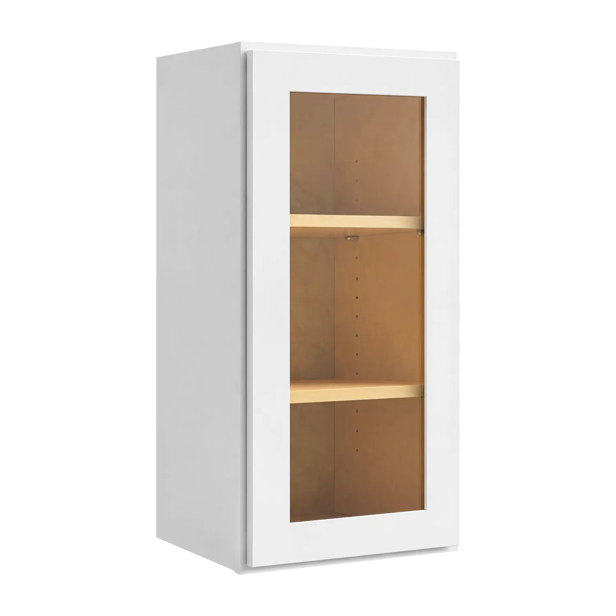 18”W x 36”H Wall Assembled Cabinet with Glass Door - White Shaker - Craft Cabinetry