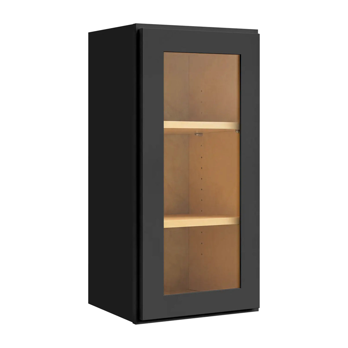 18”W x 42”H Wall Assembled Cabinet with Glass Door - Black Shaker - Craft Cabinetry