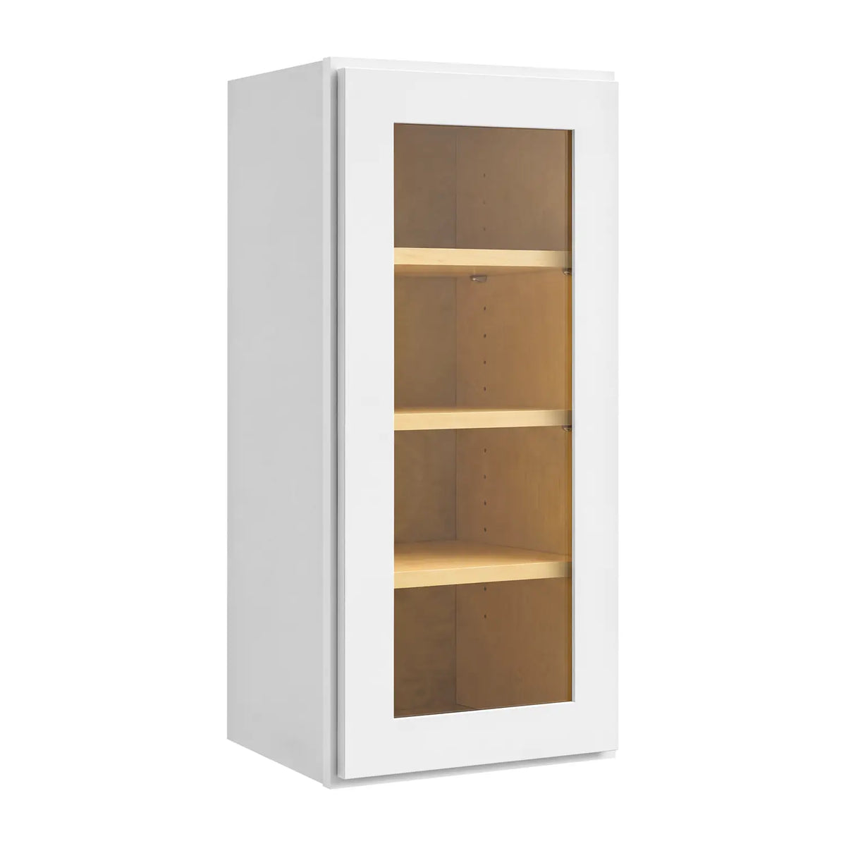 18”W x 42”H Wall Assembled Cabinet with Glass Door - White Shaker - Craft Cabinetry