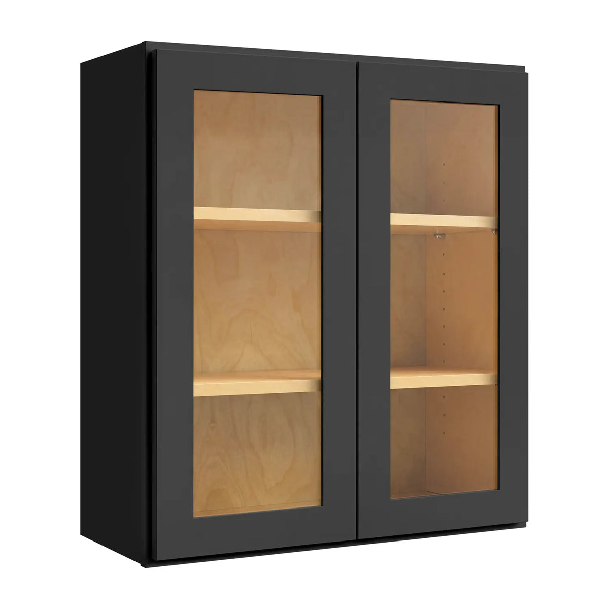 36”W x 36”H Wall Assembled Cabinet with Glass Door - Black Shaker - Craft Cabinetry